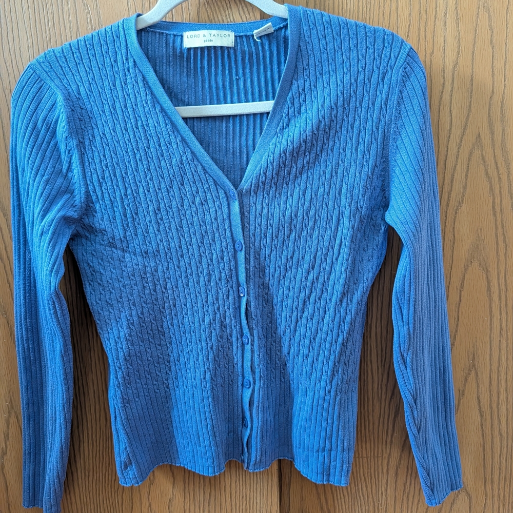Vintage Lord & Taylor Lavender Silk Sweater Cardigan Old Money Look